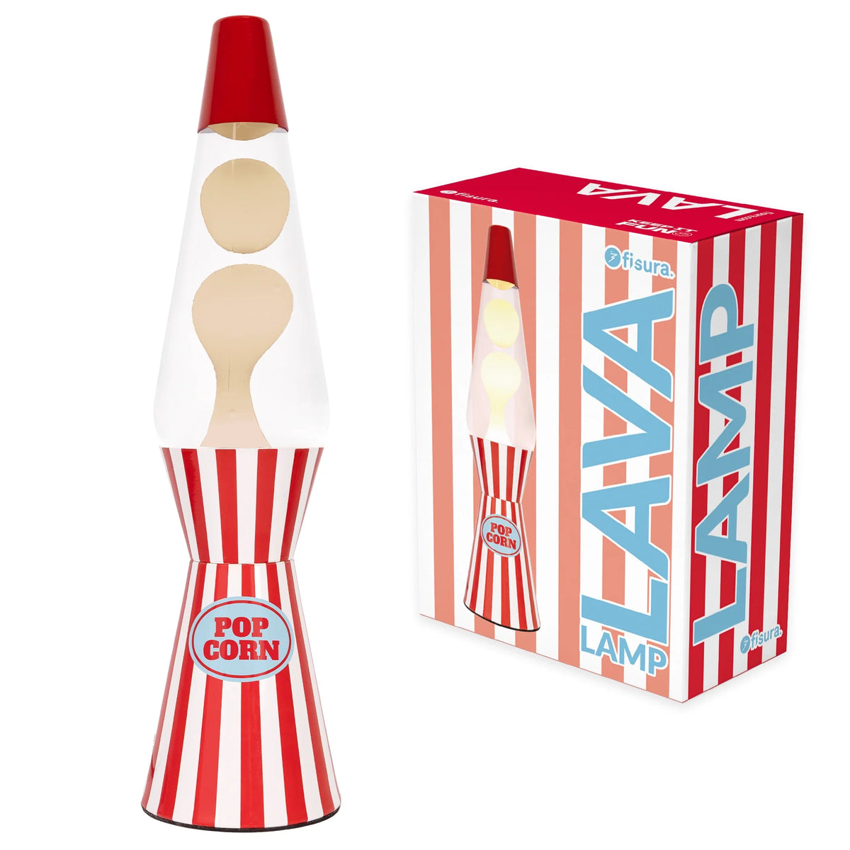 Fisura Design Lavalamp Popcorn met de verpakking ernaast