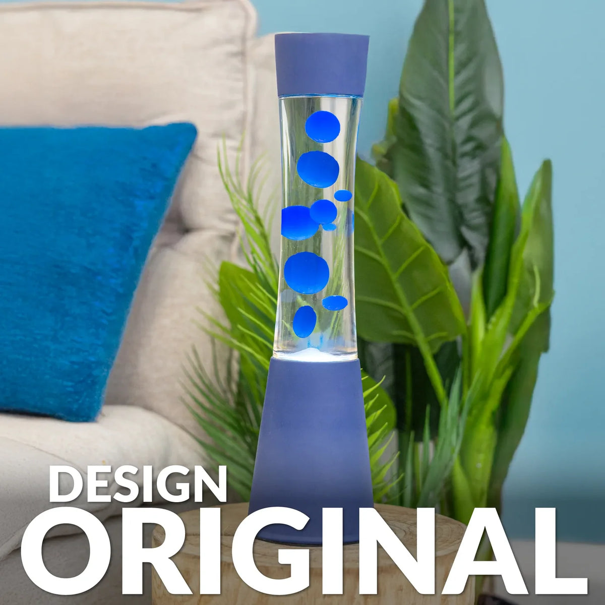 Fisura Grote Design Lavalamp met Blauwe Lava - Blauw origineel design